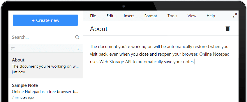 Ismedia Online Notepad Screenshot